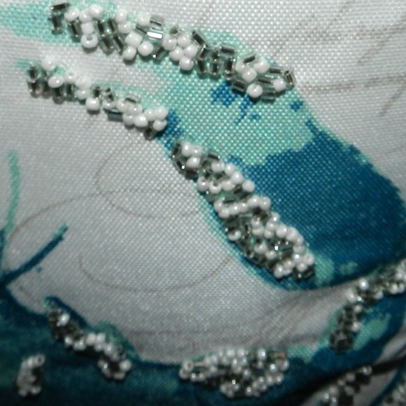 Beaded Coastal Blue Crab Decorative 2Pc Throw Pillow Case & Pillow 18"x18" NWT! - Picture 6 of 14